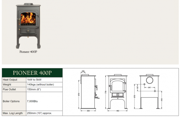 Clearview Pioneer 400P Multifuel Stove 5kw (1) £1,405.00